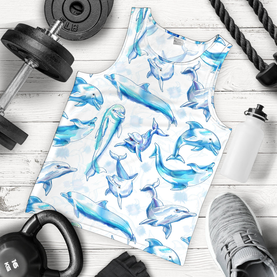 Watercolor dolphin pattern Men Tank Top
