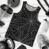 Spider web pattern Black background white cobweb Men Tank Top
