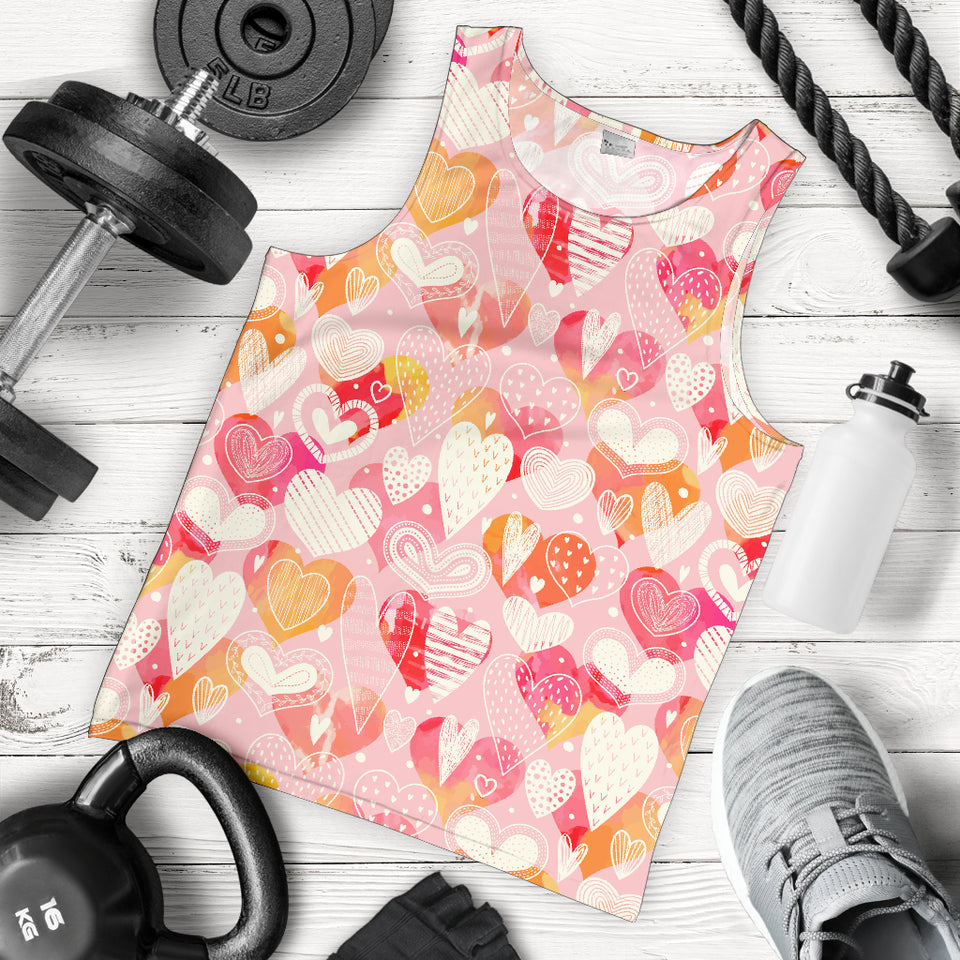 Hand drawn heart design pattern Men Tank Top