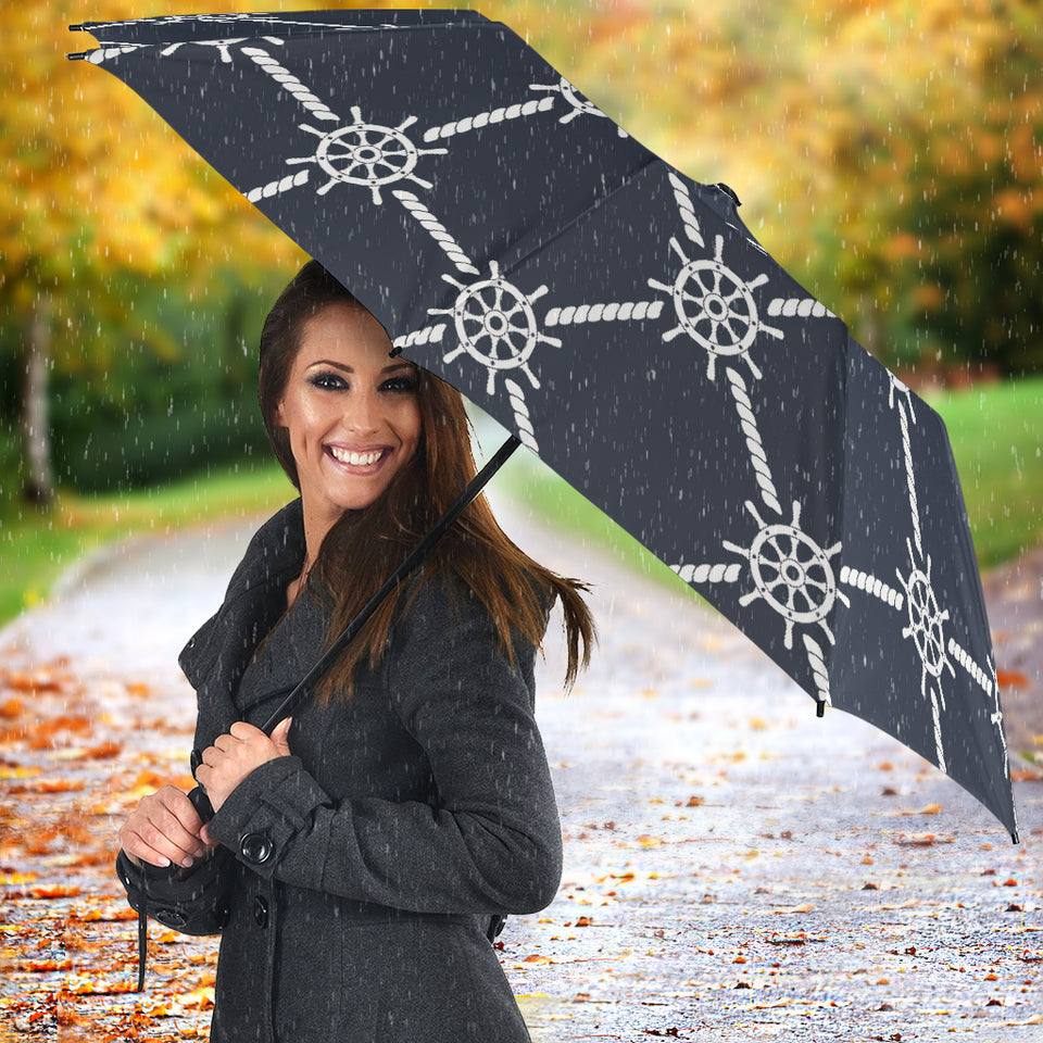 Nautical Steering Wheel Rope Pattern Umbrella