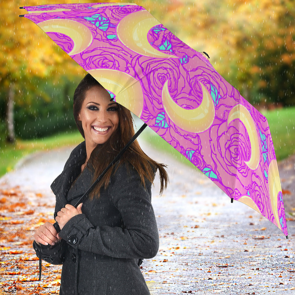 Moon Pink Rose Background Umbrella