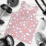 coral white heart pattern Men Tank Top
