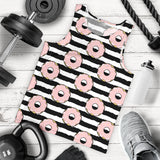 Donuts pink icing striped pattern Men Tank Top