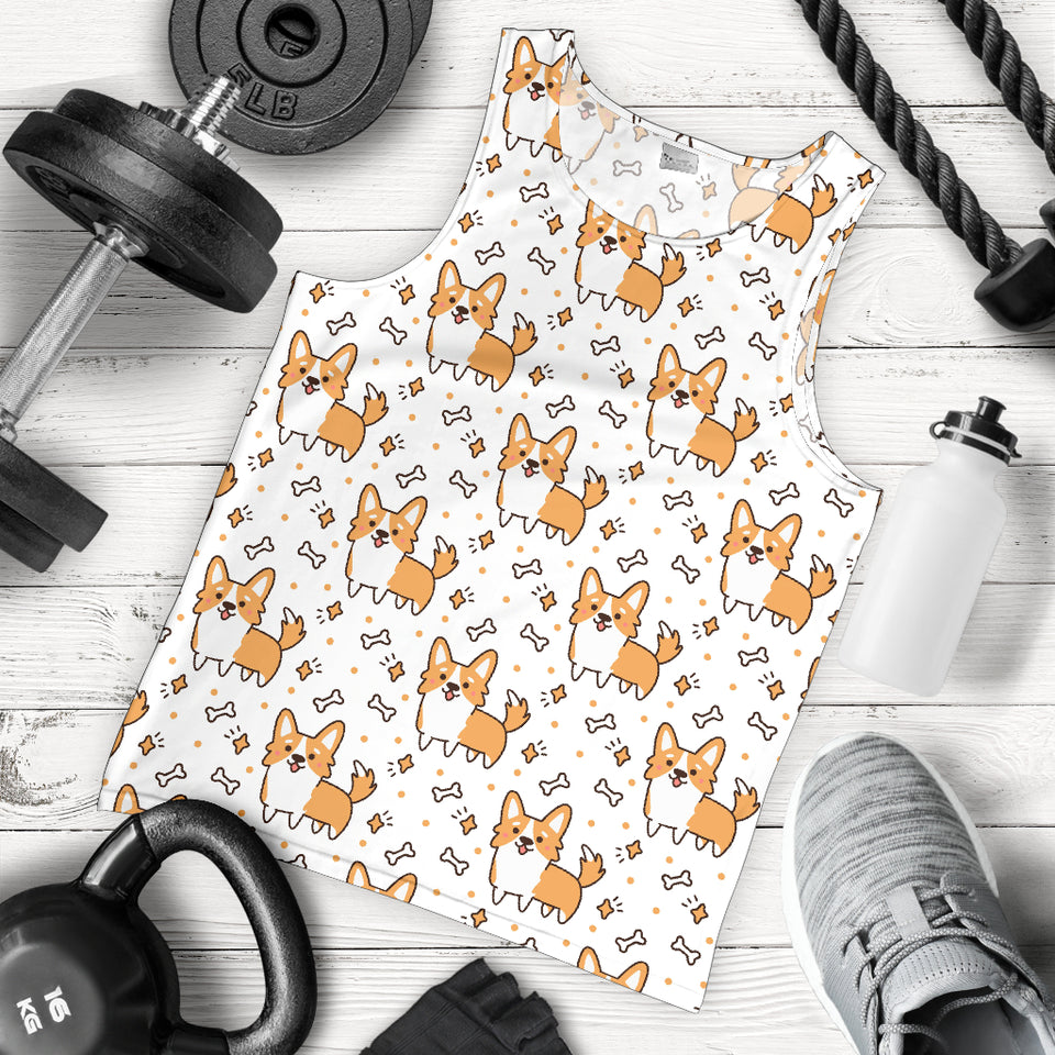 Cute corgi heart star bone pattern Men Tank Top