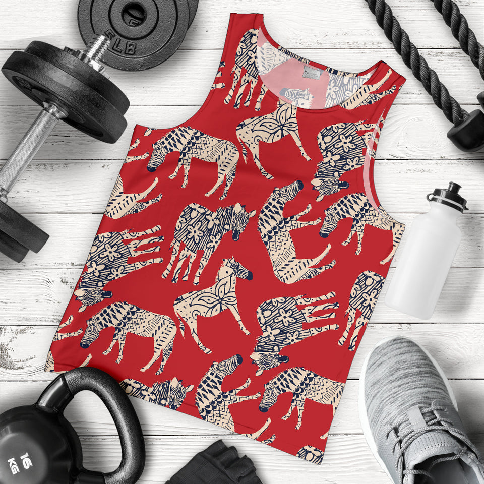 Zebra abstract red background Men Tank Top