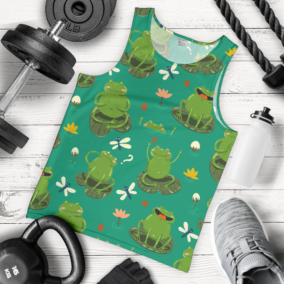Cute frog dragonfly design pattern Men Tank Top