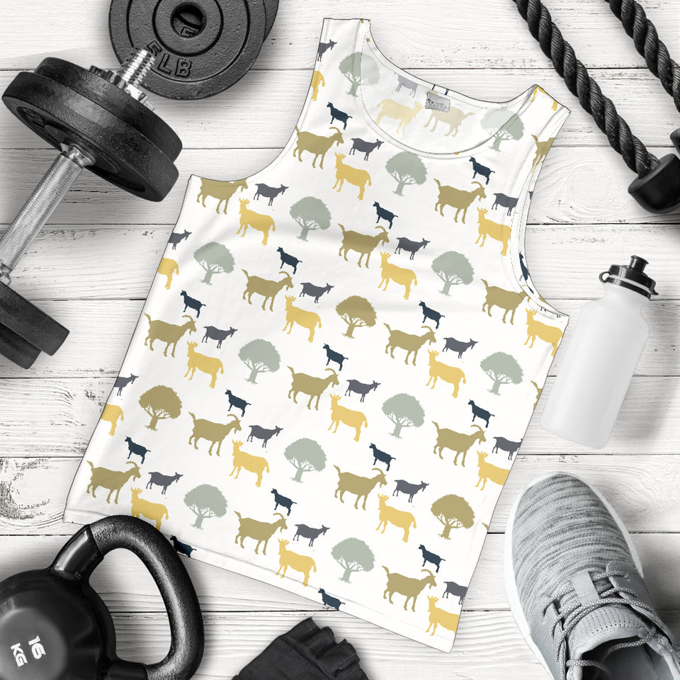Silhouettes of goat and tree pattern Men Tank Top