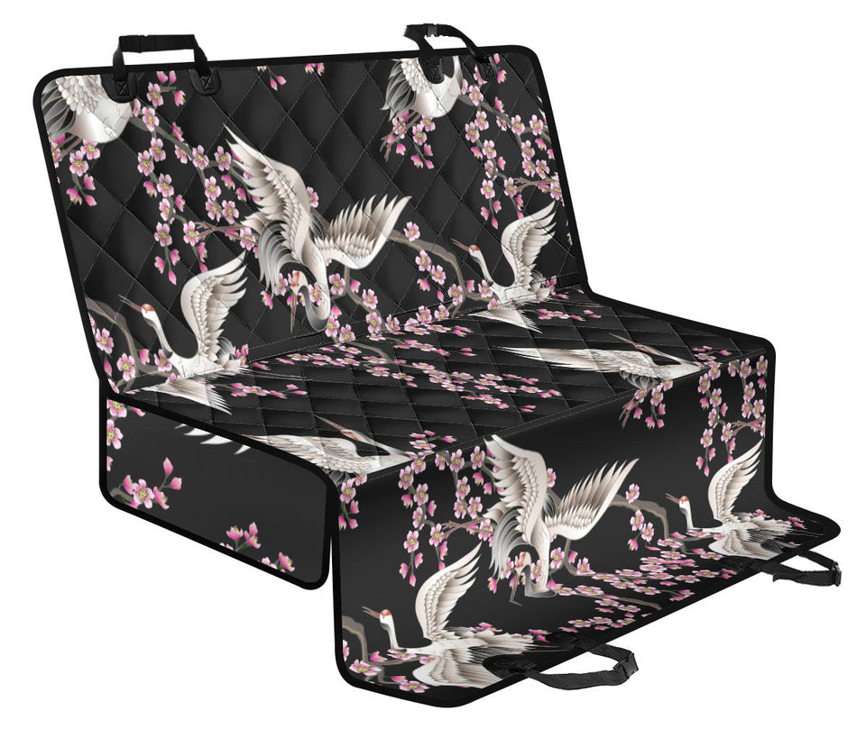 Japanese Crane Pink Sakura Pattern Dog Car Seat Covers