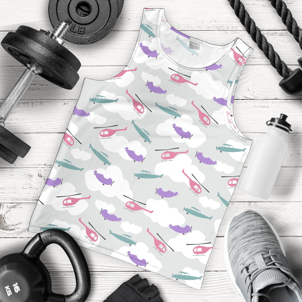 Helicopter plane pattern Men Tank Top