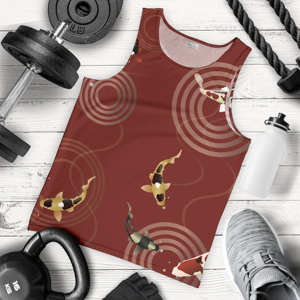 Koi Fish Carp Fish red background Men Tank Top