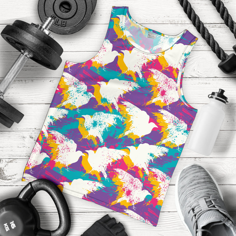 Colorful crow illustration pattern Men Tank Top