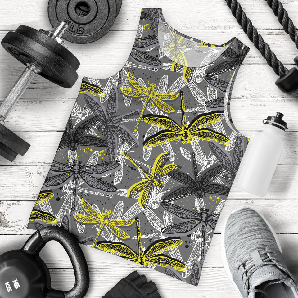 Hand drawn dragonfly pattern Men Tank Top