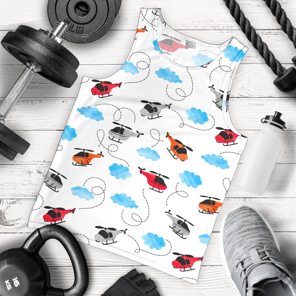Watercolor helicopter cloud pattern Men Tank Top