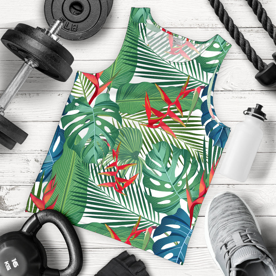 heliconia palm and monstera  leaves pattern Men Tank Top