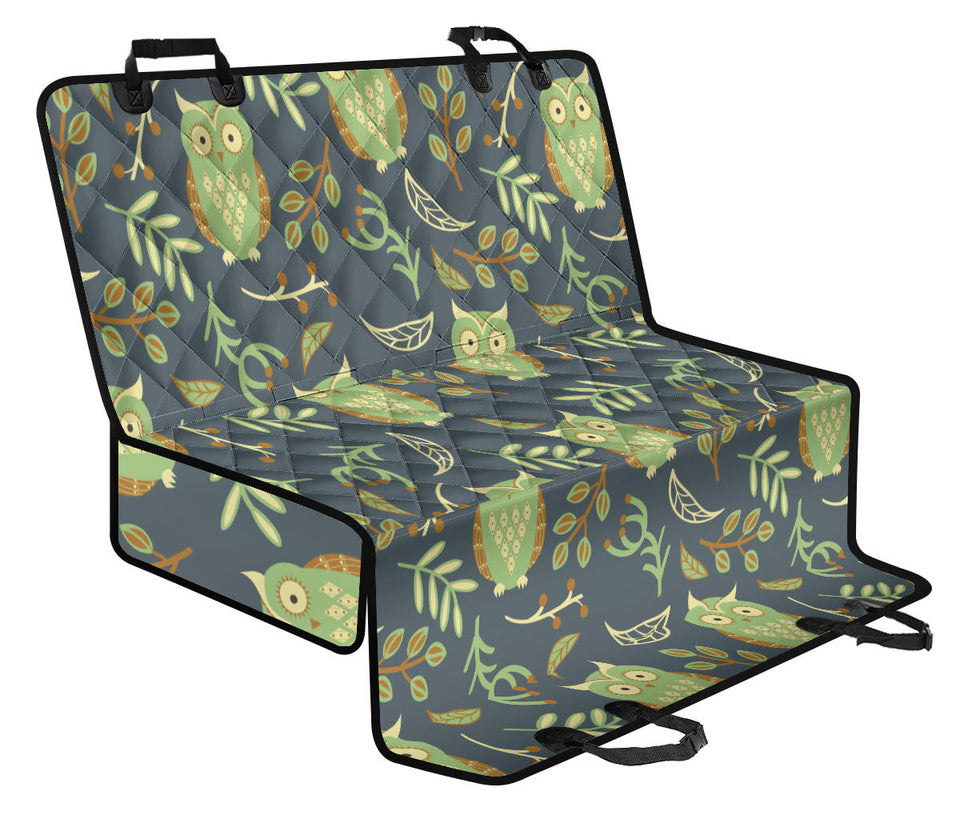 Cute Owls Leaves Pattern Dog Car Seat Covers