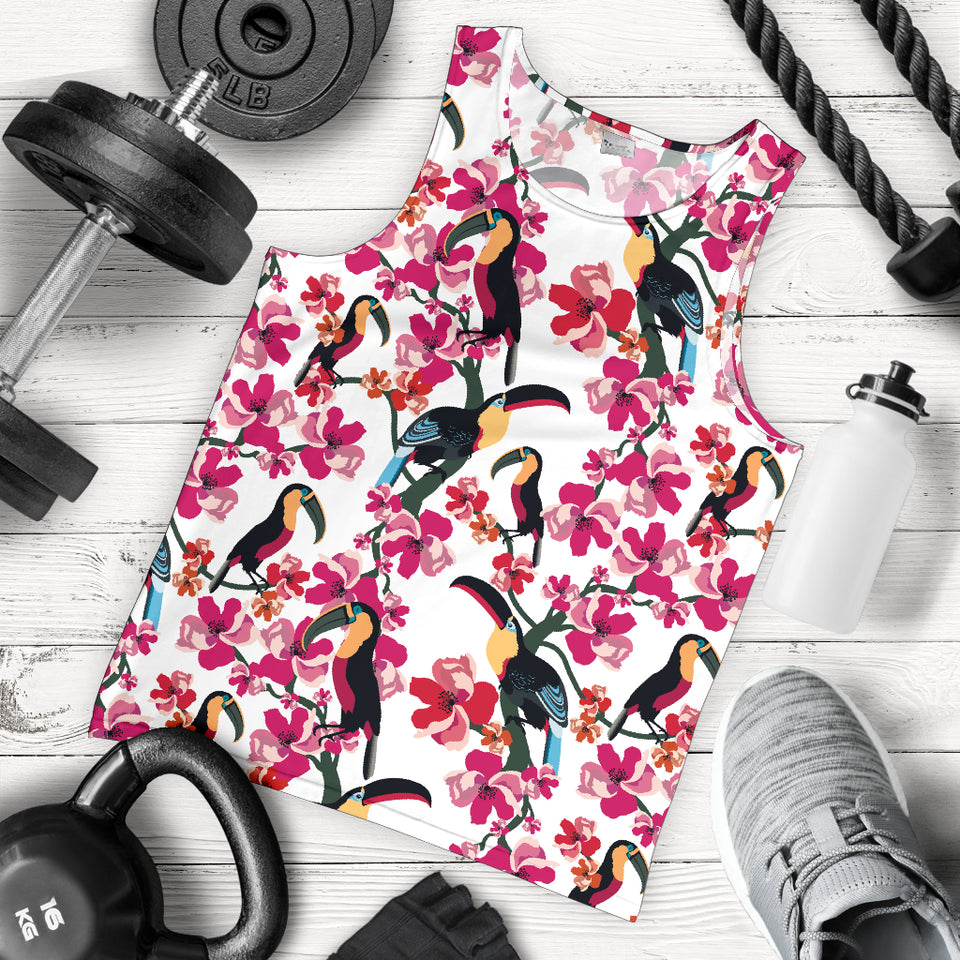 Toucan flower design pattern Men Tank Top