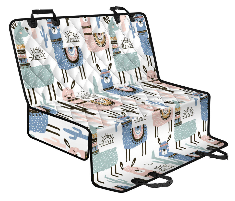 Lama Alpaca Cactus Hand Drawn Pattern Dog Car Seat Covers