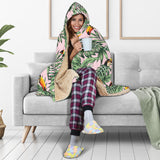 Toucan Tropical Green Jungle Palm Pattern Hooded Blanket
