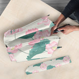 Pink Lotus Waterlily Leaves Pattern Umbrella