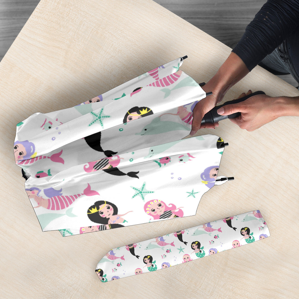 Cute Mermaid Dolphin Fish Starfish Pattern Umbrella