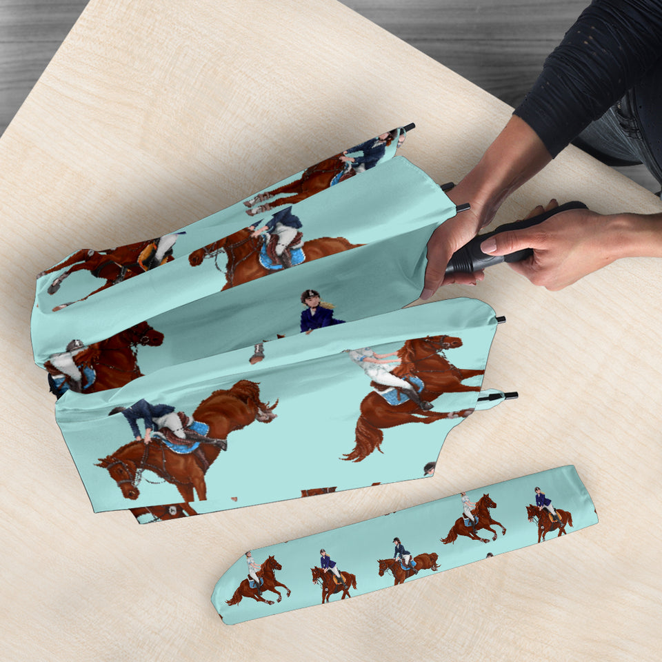 Horses Running Horses Rider Pattern Umbrella