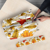 Maple Leaf Oak Leaf Acorns Beige Striped Background Umbrella