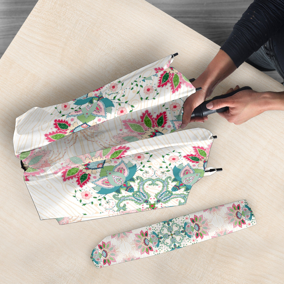 Square Floral Indian Flower Pattern Umbrella