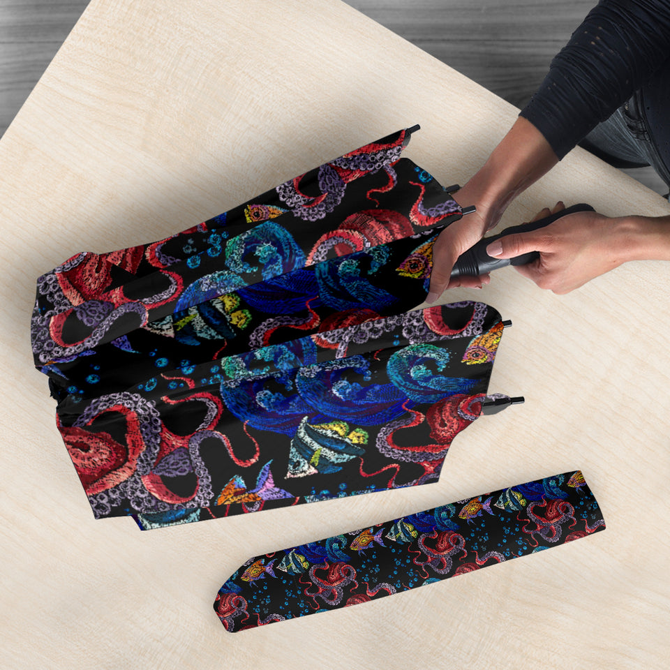 Octopus Sea Wave Tropical Fishe Pattern Umbrella