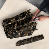 Luxurious Gold Lotus Waterlily Black Background Umbrella