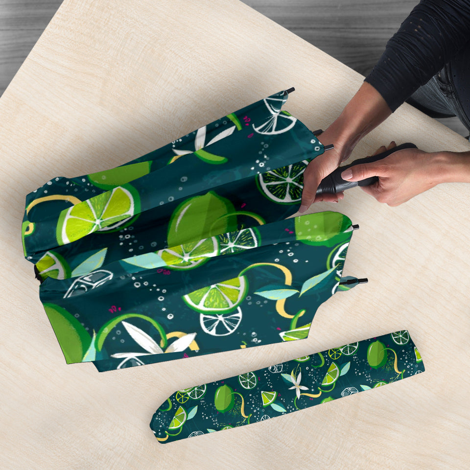 Lime Ice Flower Pattern Umbrella