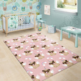 Cute Unicorn Pug Pattern Area Rug