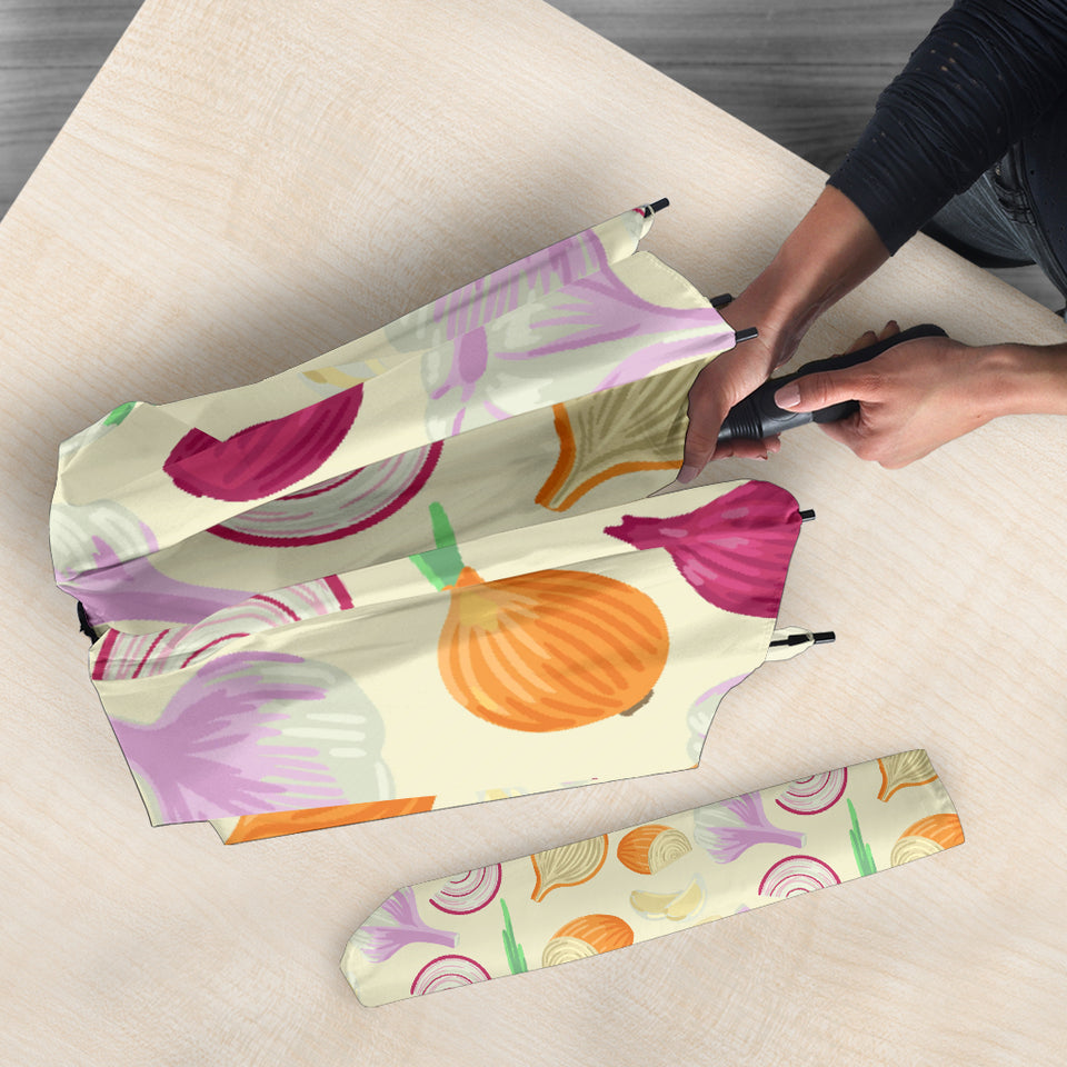 Onion Garlic White Red Pattern Umbrella