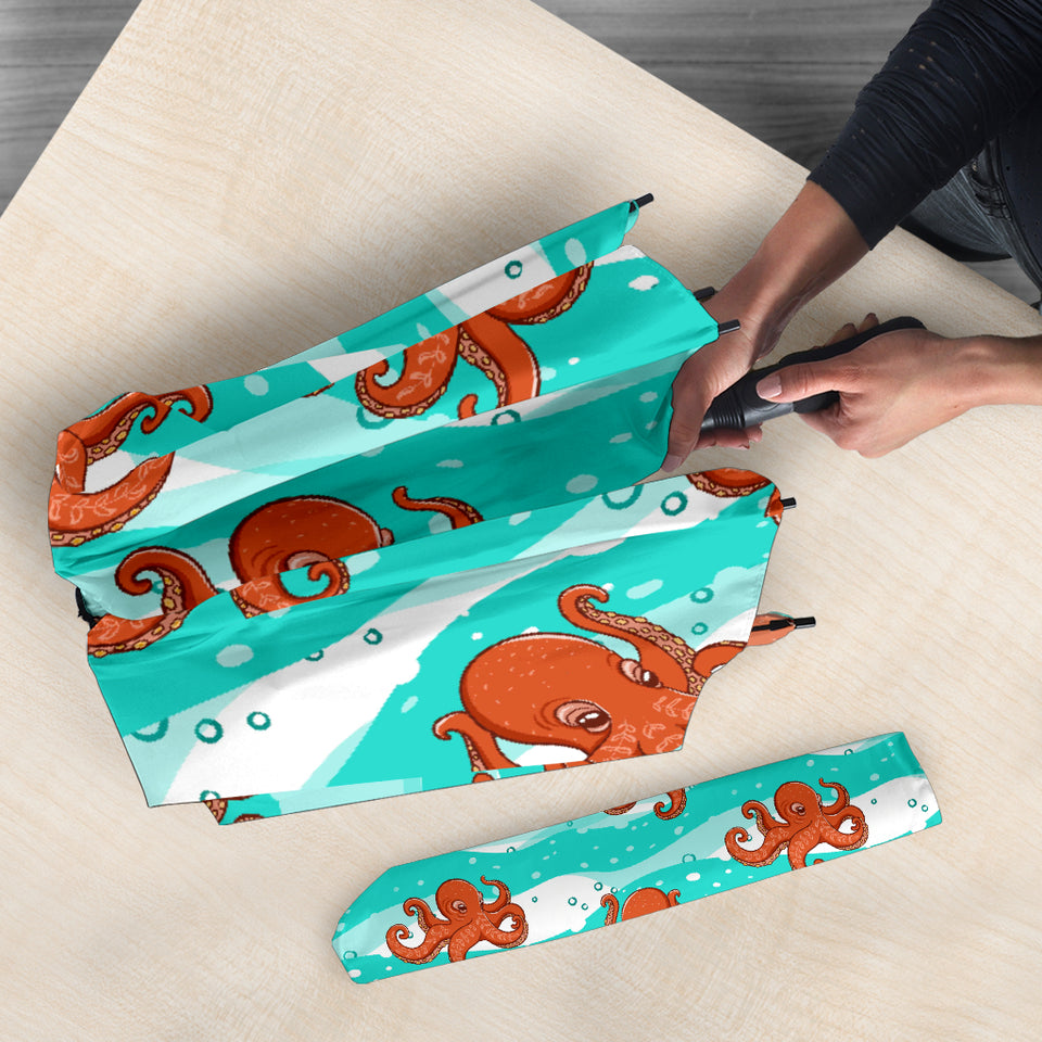 Octopuses Sea Wave Background Umbrella