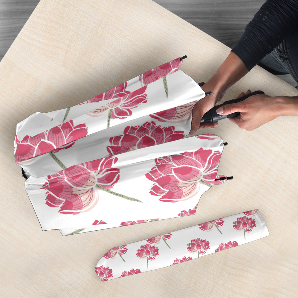 Pink Lotus Waterlily Pattern Umbrella