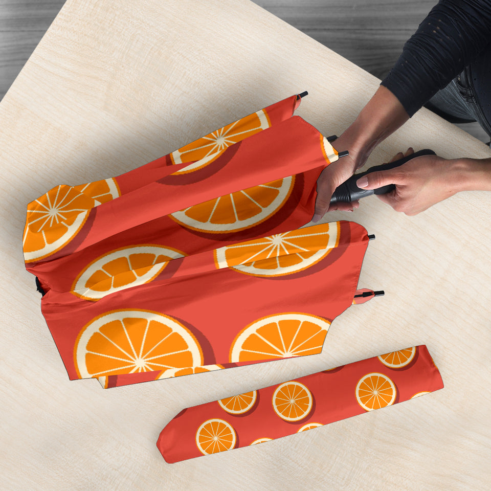 Oranges Pattern Red Background Umbrella