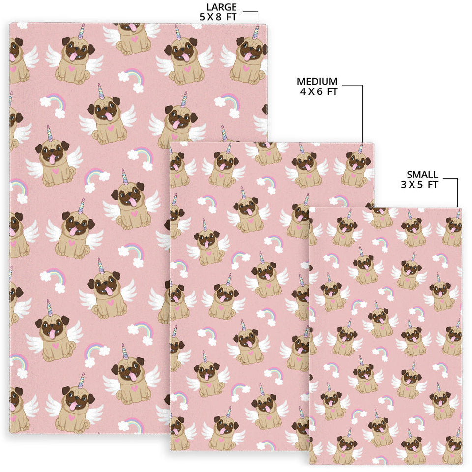 Cute Unicorn Pug Pattern Area Rug
