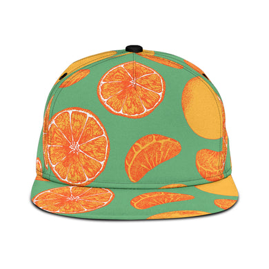 orange fruit pattern green background Snapback Cap Pillow