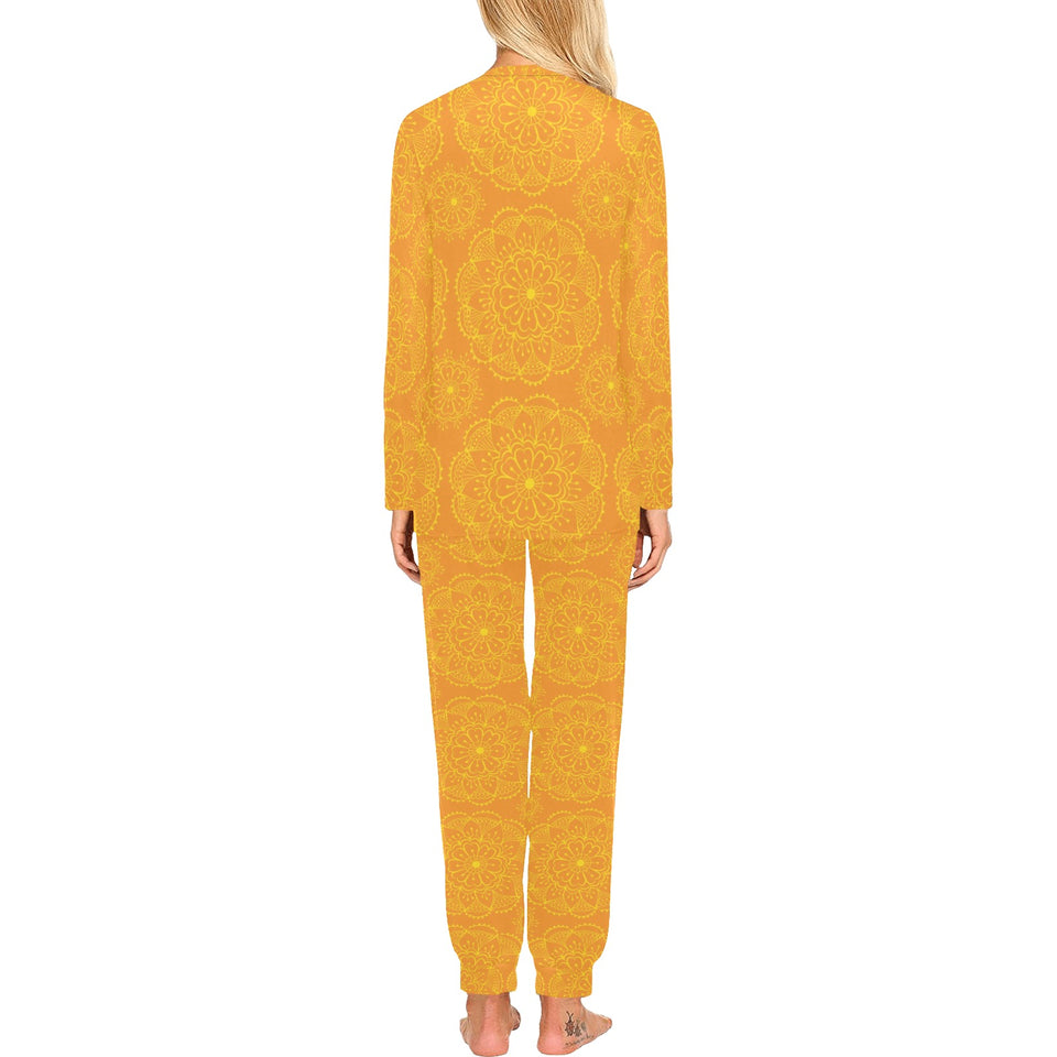 Orange traditional indian element pattern Women's All Over Print Pajama Set