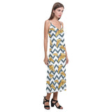 Pizza design pattern V-Neck Open Fork Long Dress