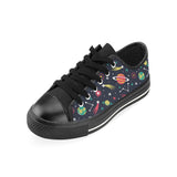 colorful space pattern planet star Men's Low Top Canvas Shoes Black
