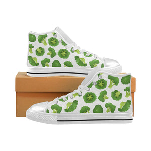 Cute broccoli pattern Women's High Top Canvas Shoes White