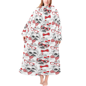 Yorkshire Terrier Pattern Print Design 04 Blanket Robe with Sleeves