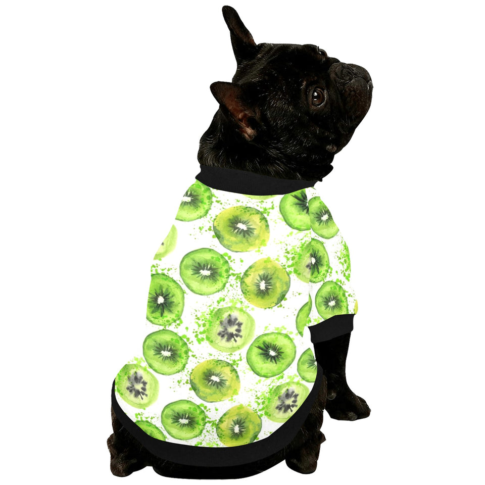 Watercolor kiwi pattern All Over Print Pet Dog Round Neck Fuzzy Shirt
