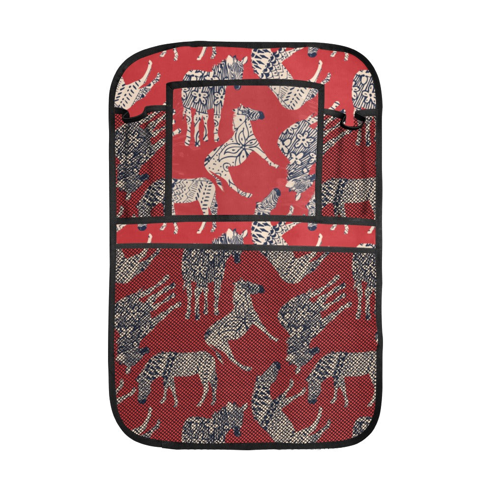 Zebra abstract red background Car Seat Back Organizer