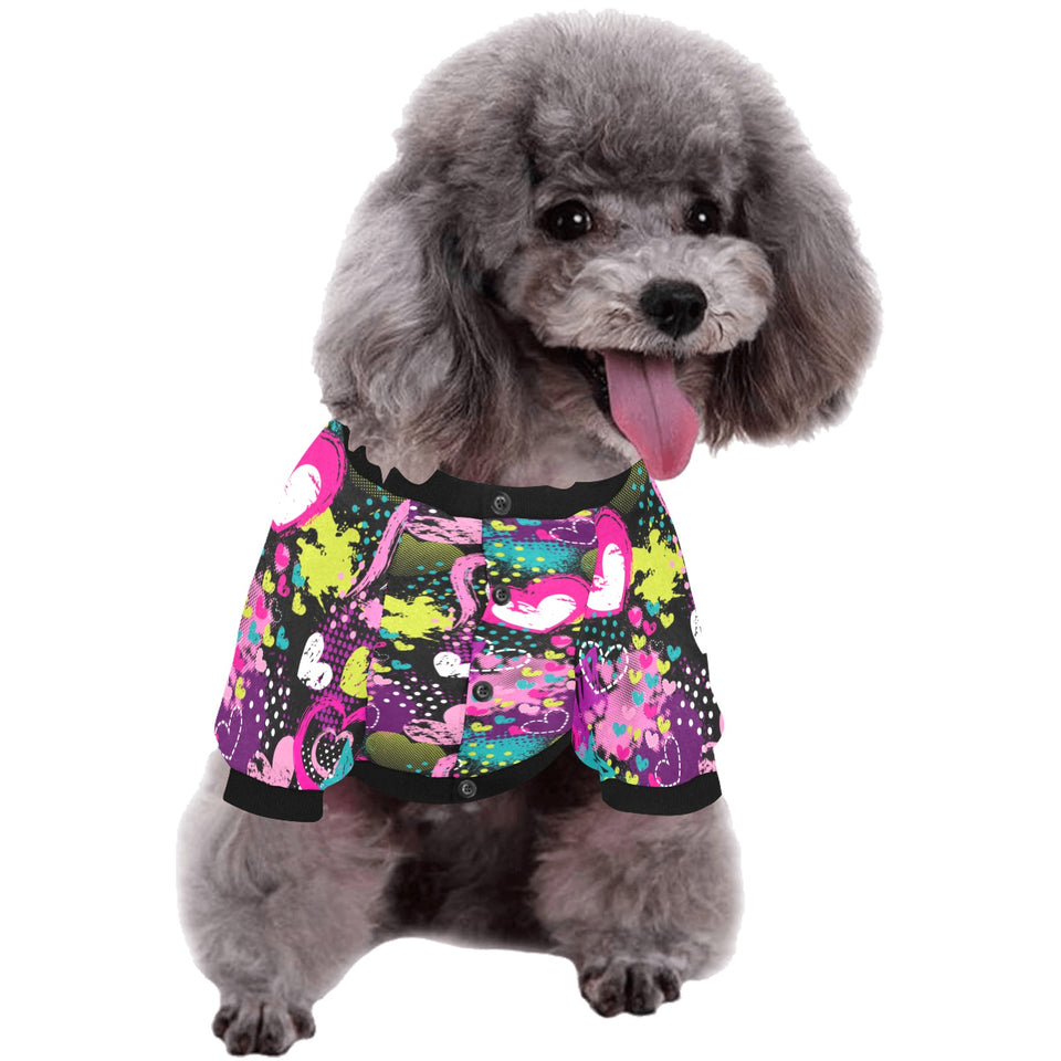 heart dot wave star creative design pattern All Over Print Pet Dog Round Neck Fuzzy Shirt