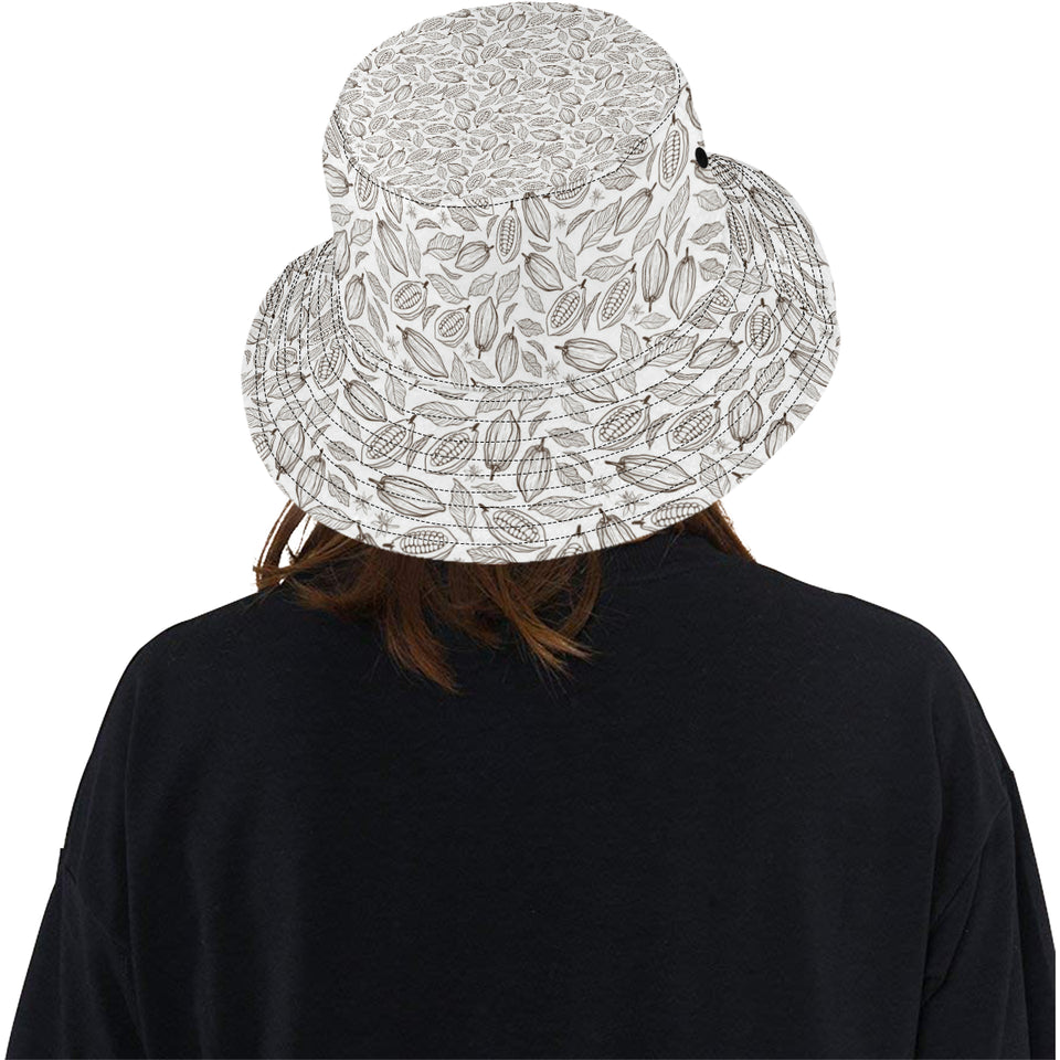 cacao beans leaves pattern Unisex Bucket Hat