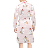 Cute Shiba Inu Dog Apple pattern Men's Long Sleeve Belted Night Robe