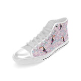 Beautiful toucan flower leaves Men's High Top Canvas Shoes White