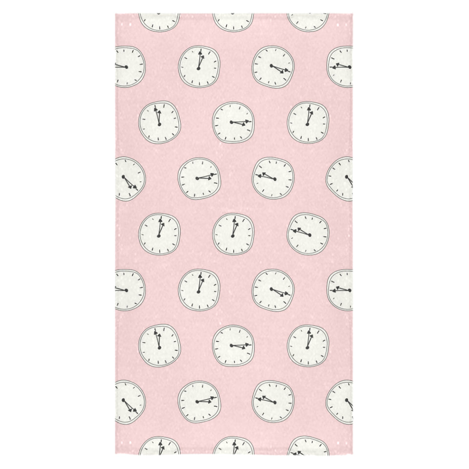 Clock pattern pink blackground Bath Towel