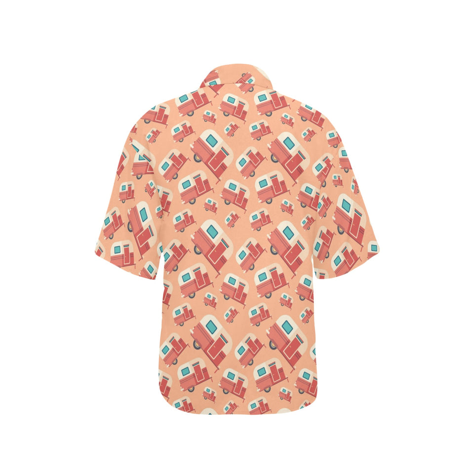 Camper Van Pattern Print Design 03 Women's All Over Print Hawaiian Shirt